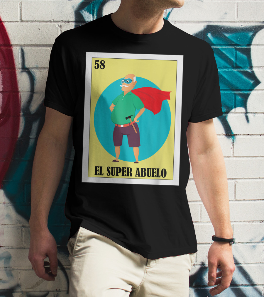 58 Mens Loteria El Super Abuelo Reg Hero Grandpa T-Shirt