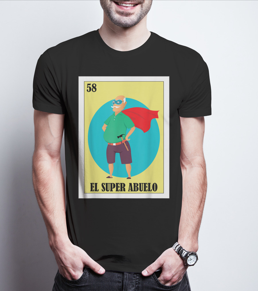 58 Mens Loteria El Super Abuelo Reg Hero Grandpa T-Shirt