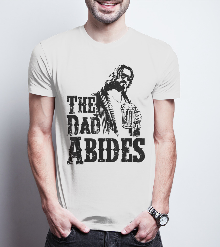 Mens Dad Abides Holding Beer Mug T-Shirt