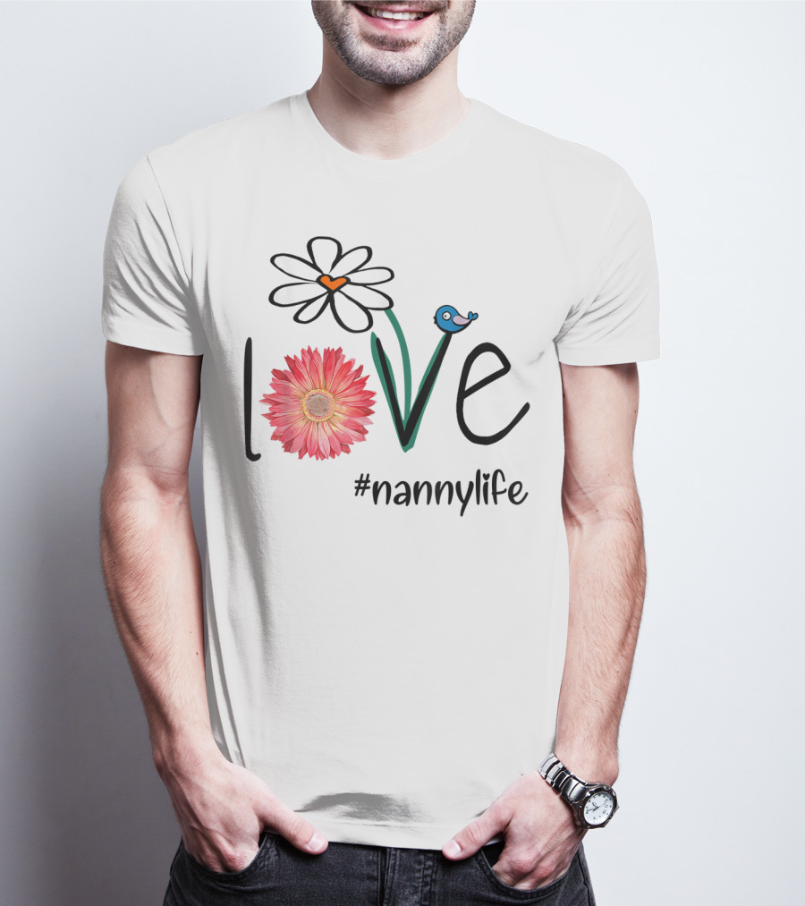 Love Floral Heart Mom Nanny Life #mimilife T-Shirt