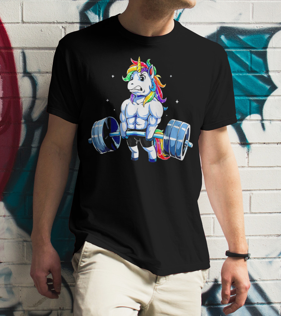 Muscle Unicorn Rainbow Powerlifting T-Shirt
