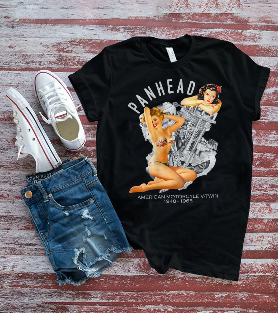 Panhead American Motorcycle V-Twin 1948-1965 Pinup T-Shirt
