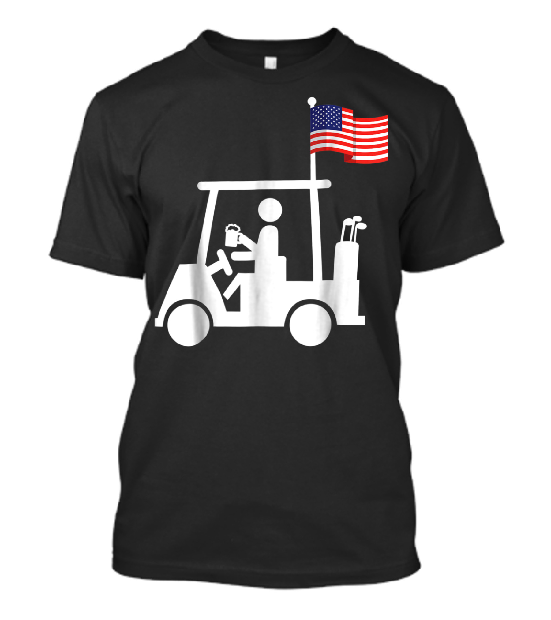 Patriotic USA Golf Cart Strong Beer And Flag T-Shirt