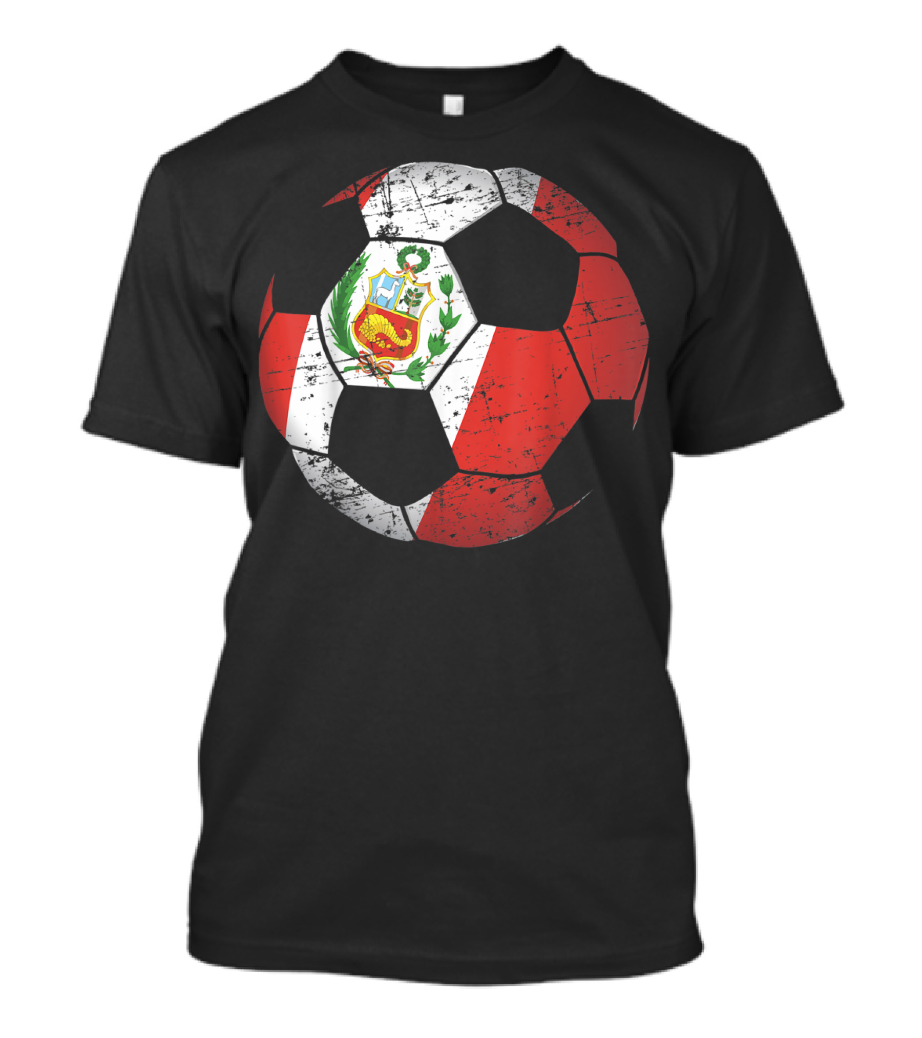 Peru Soccer Ball With Flag Design Peruvian Foot Jersey T-Shirt