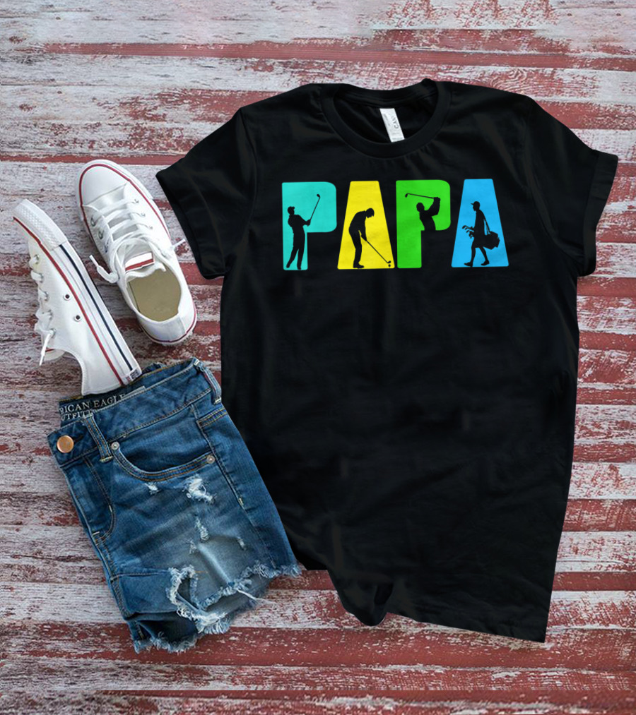 Papa Retro Golf Silhouettes Father's Day T-Shirt
