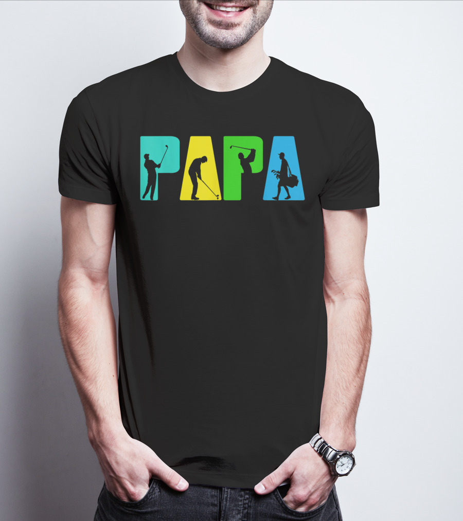 Papa Retro Golf Silhouettes Father's Day T-Shirt