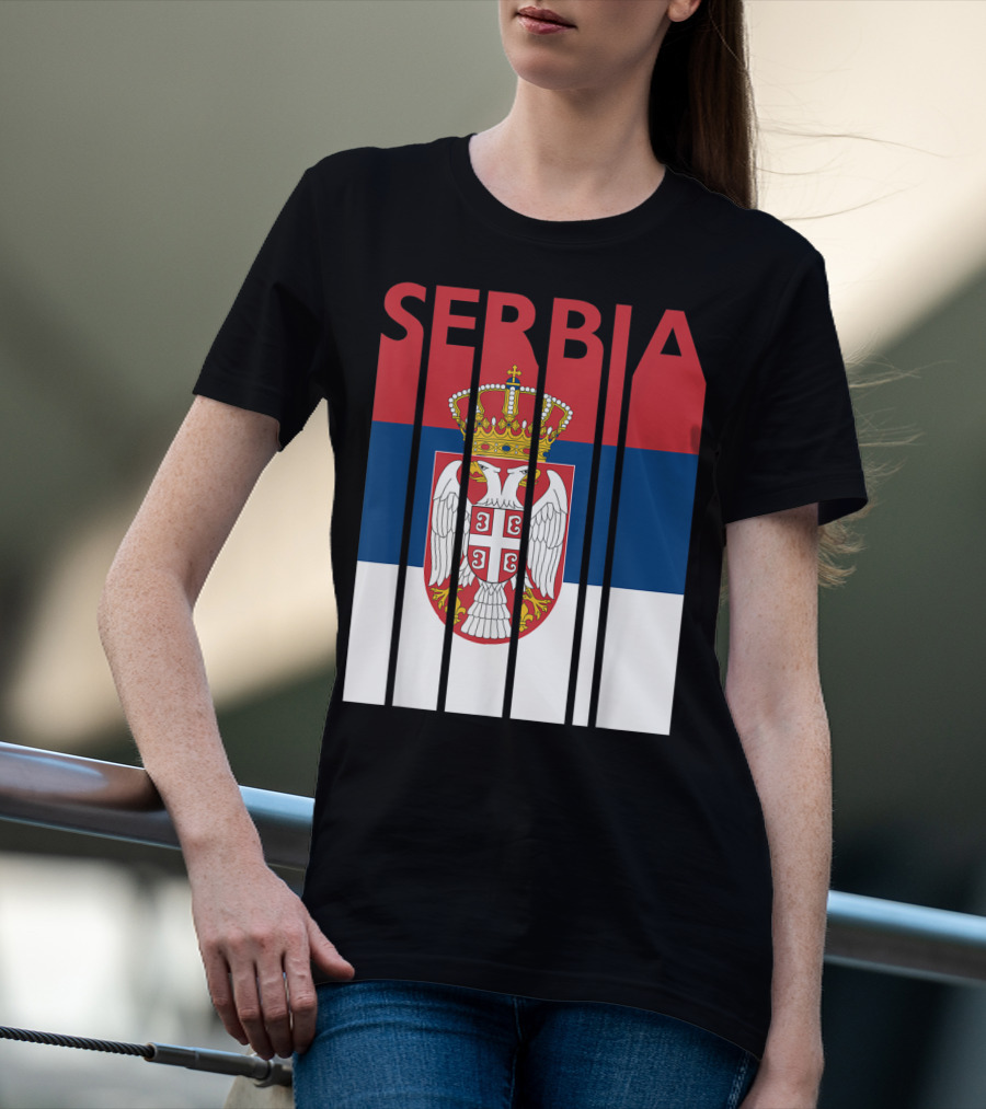 Serbia Vintage Flag Serbian Coat Of Arms T-Shirt