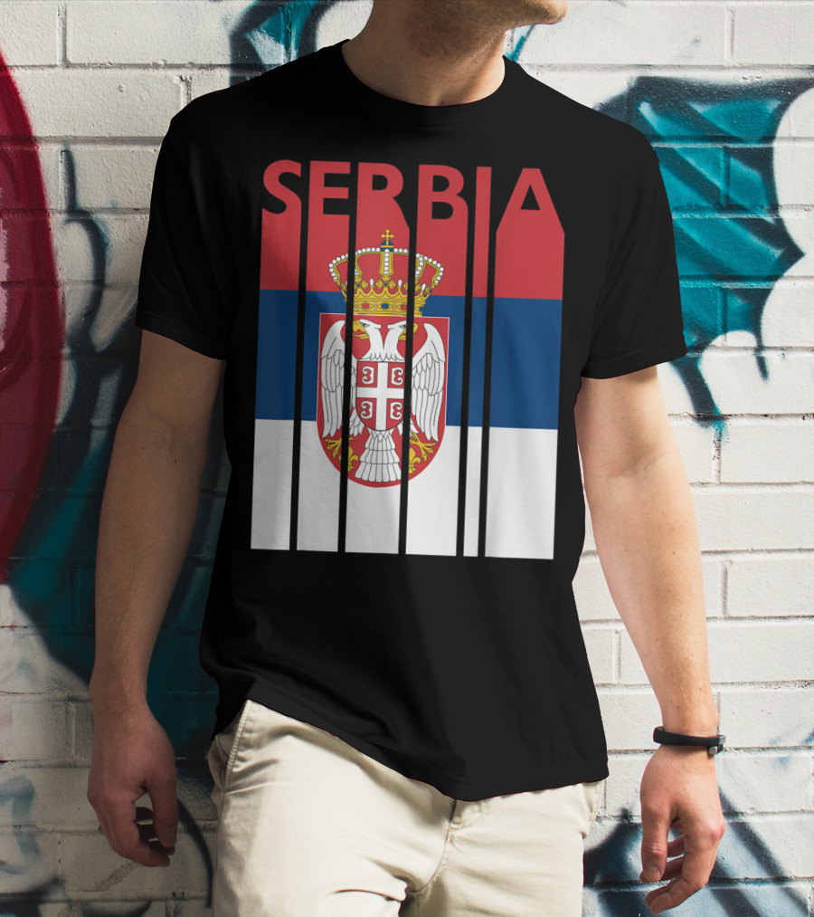 Serbia Vintage Flag Serbian Coat Of Arms T-Shirt