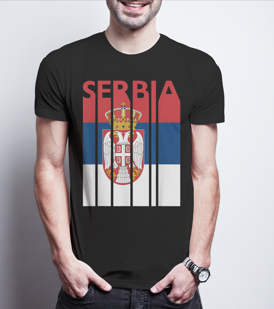 Serbia Vintage Flag Serbian Coat Of Arms T-Shirt