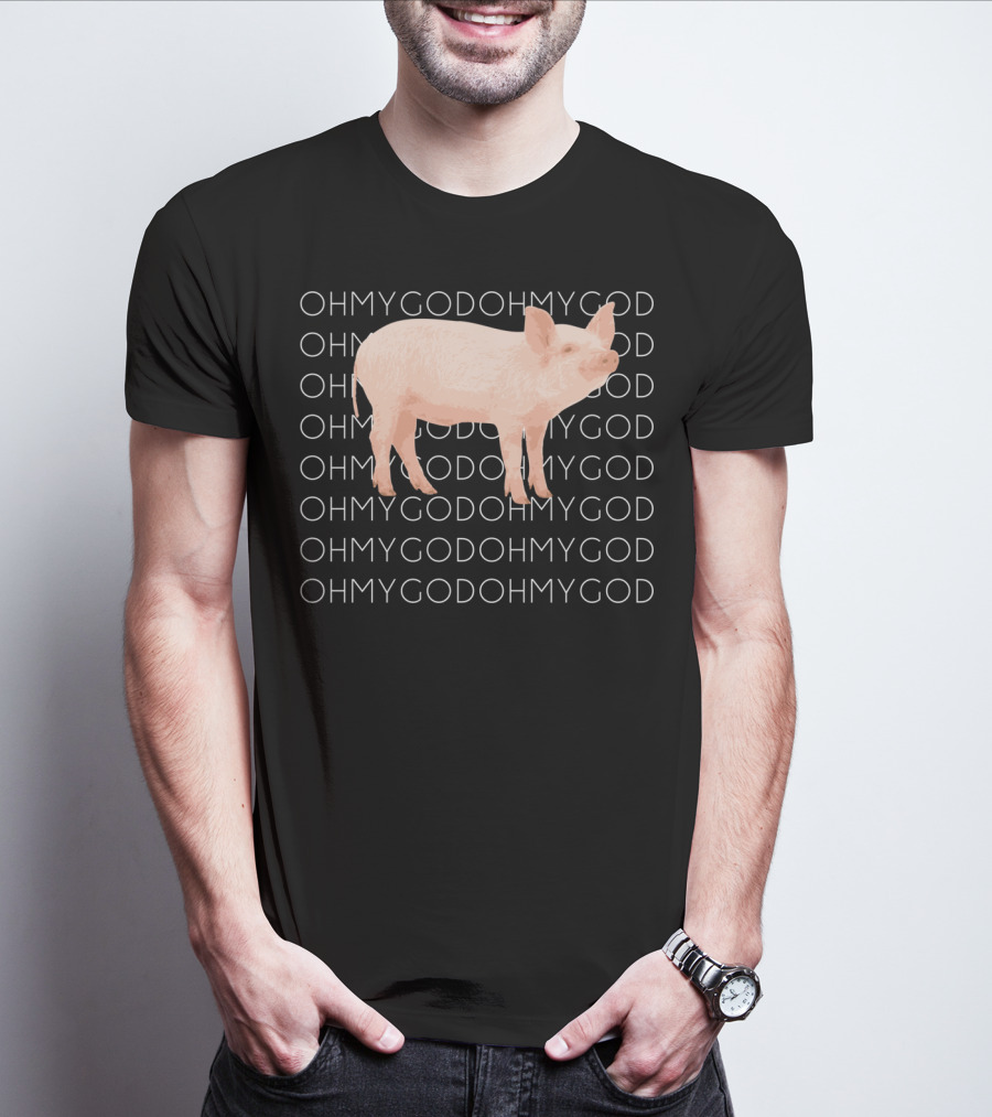 Shane Dawson Oh My God Pig Repeated Text T-Shirt