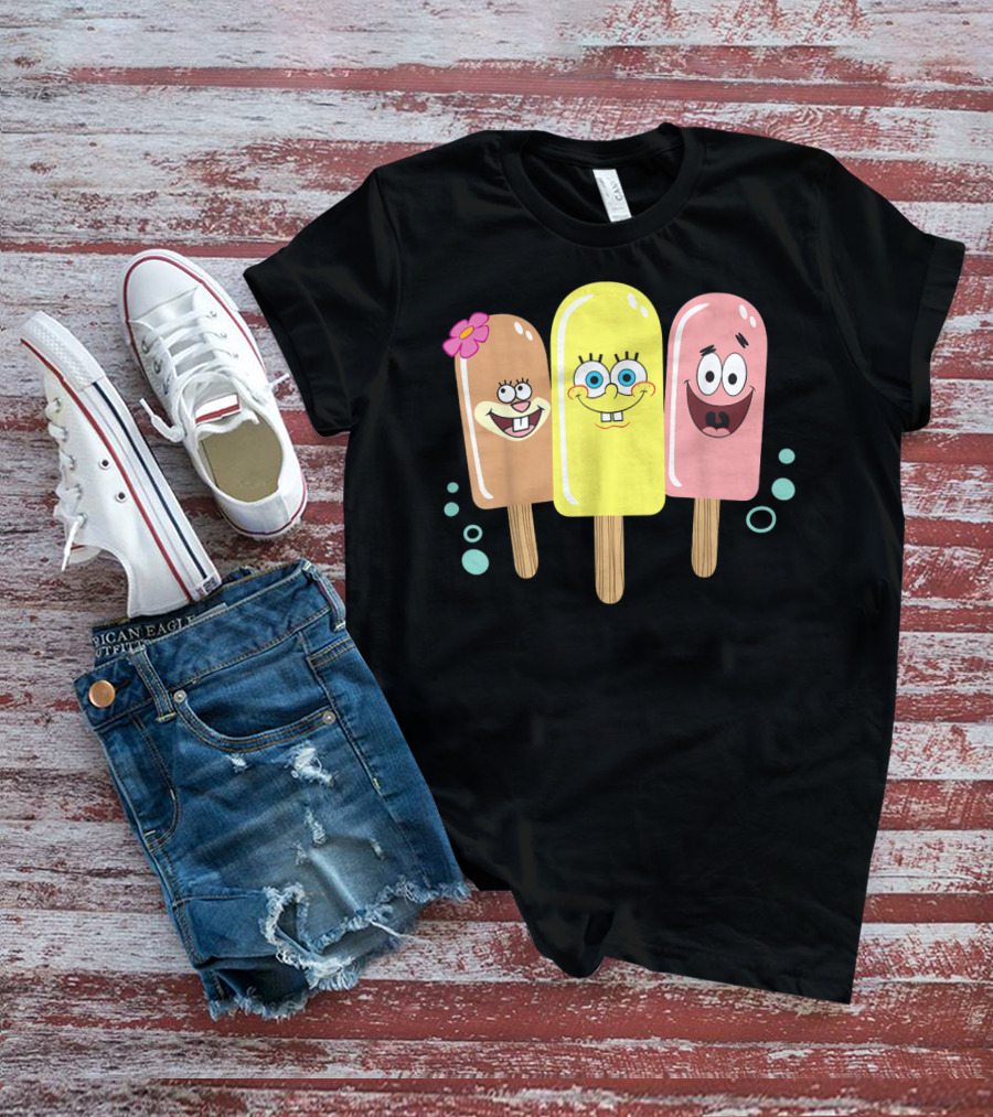 Spongebob Squarepants Sandy Patrick Popsicle Ice Cream Friends T-Shirt