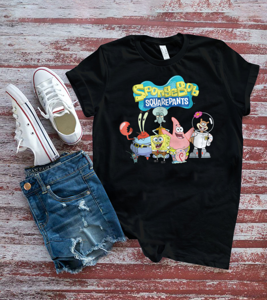 SpongeBob SquarePants Characters Group Featuring Mr. Krabs, Squidward, Patrick, Sandy, And Gary T-Shirt