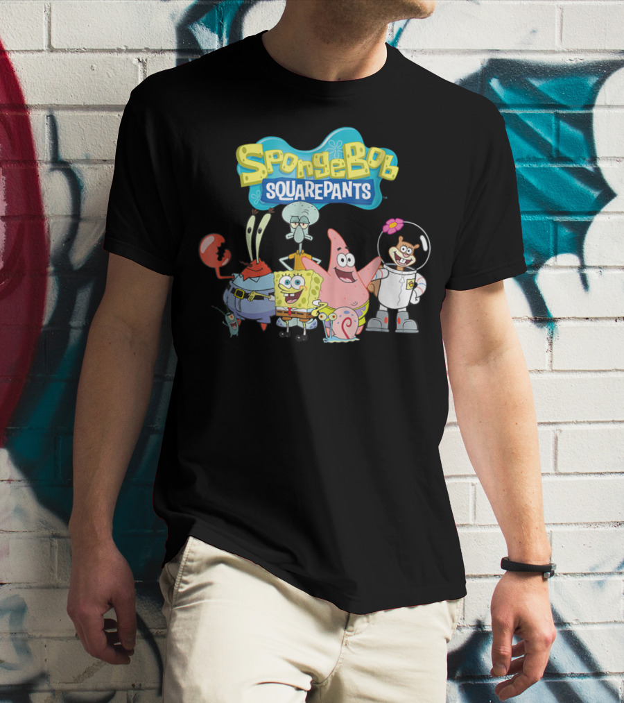 SpongeBob SquarePants Characters Group Featuring Mr. Krabs, Squidward, Patrick, Sandy, And Gary T-Shirt