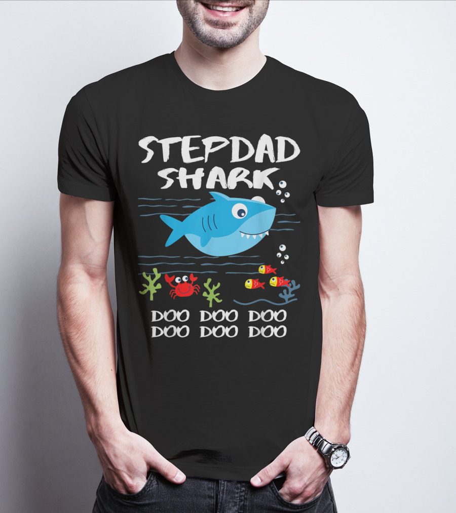 Stepdad Shark Doo Doo Doo Baby Shark Inspired T-Shirt