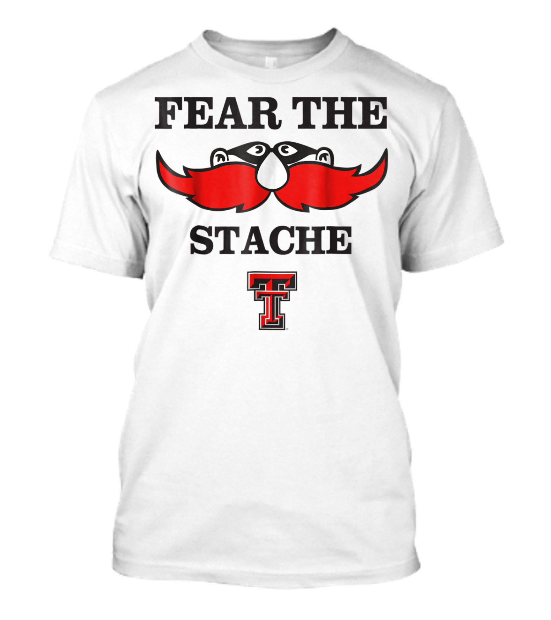 Texas Tech Red Raiders Fear The Stache TT Logo Mustache T-Shirt