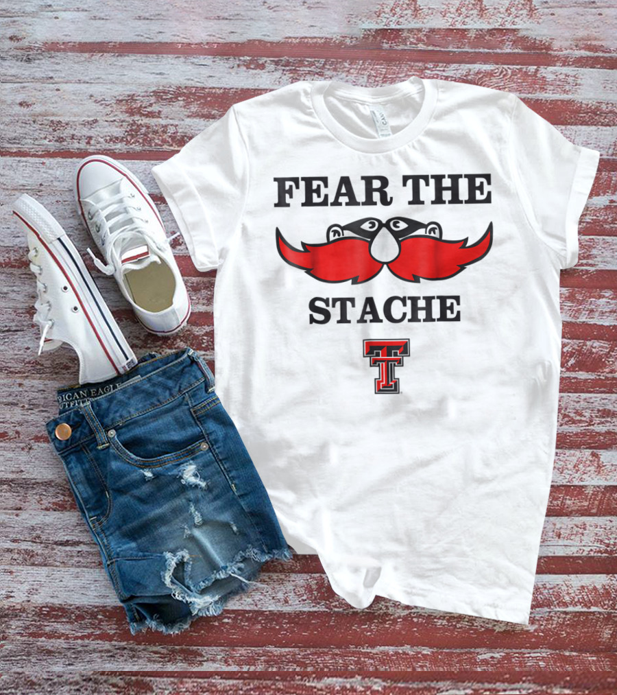Texas Tech Red Raiders Fear The Stache TT Logo Mustache T-Shirt