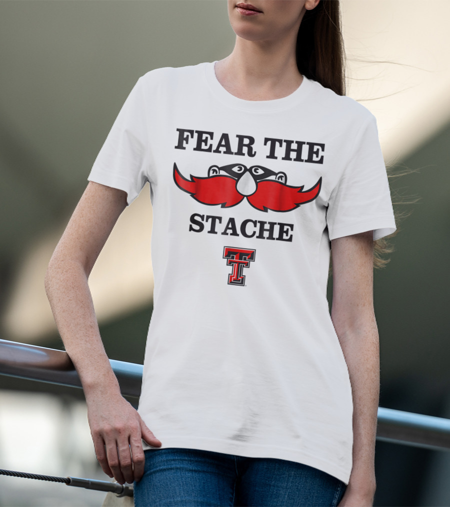 Texas Tech Red Raiders Fear The Stache TT Logo Mustache T-Shirt