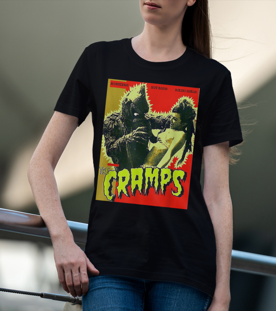 The Cramps Monsters Hot Rods Bikini Girls Punk Rock Band T-Shirt