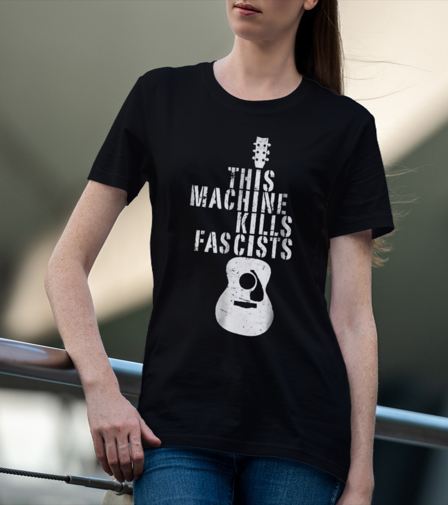 This Machine Kills Fascists Guitar Image T-Shirt