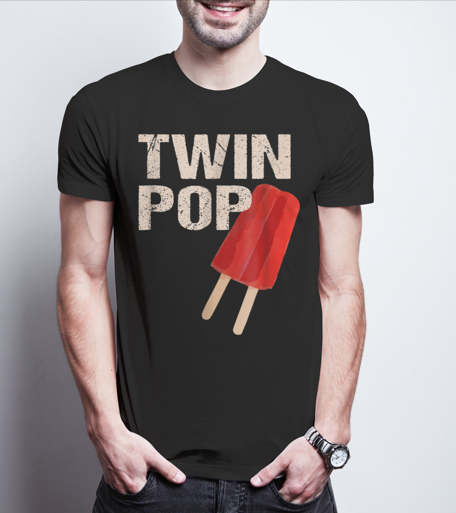 TWIN POP For Grandpa Twins Dad Ice Cream Popsicle T-Shirt