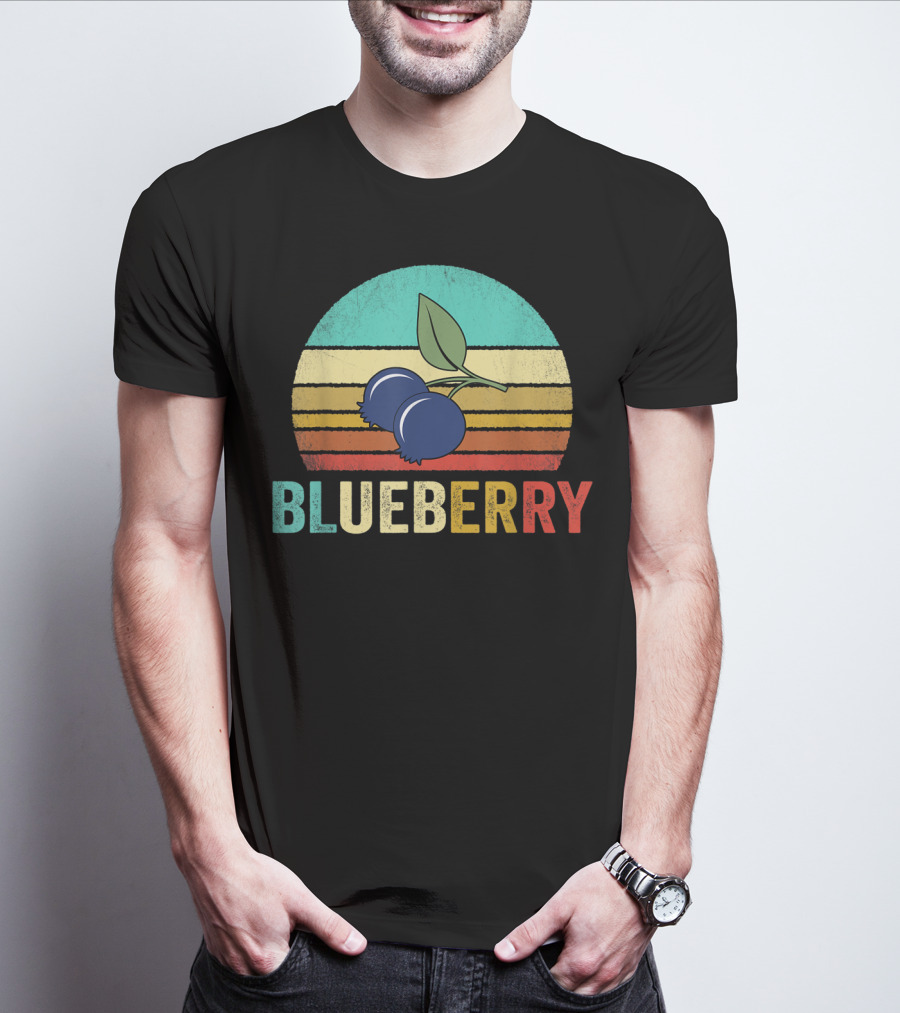 Vintage Blueberry Retro Sunset Stripes T-Shirt