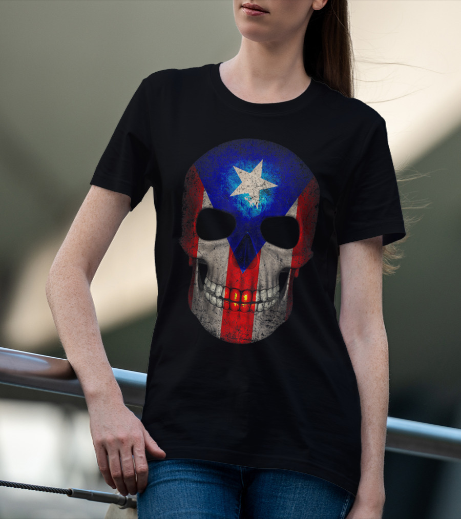 Puerto Rico Flag Skull T-Shirt