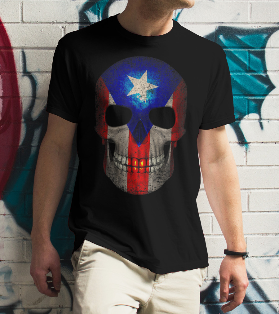 Puerto Rico Flag Skull T-Shirt