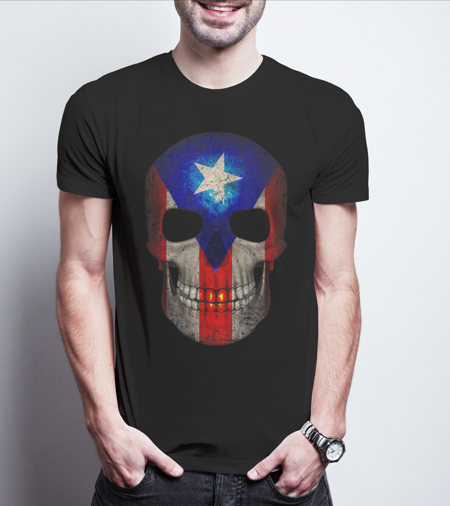 Puerto Rico Flag Skull T-Shirt