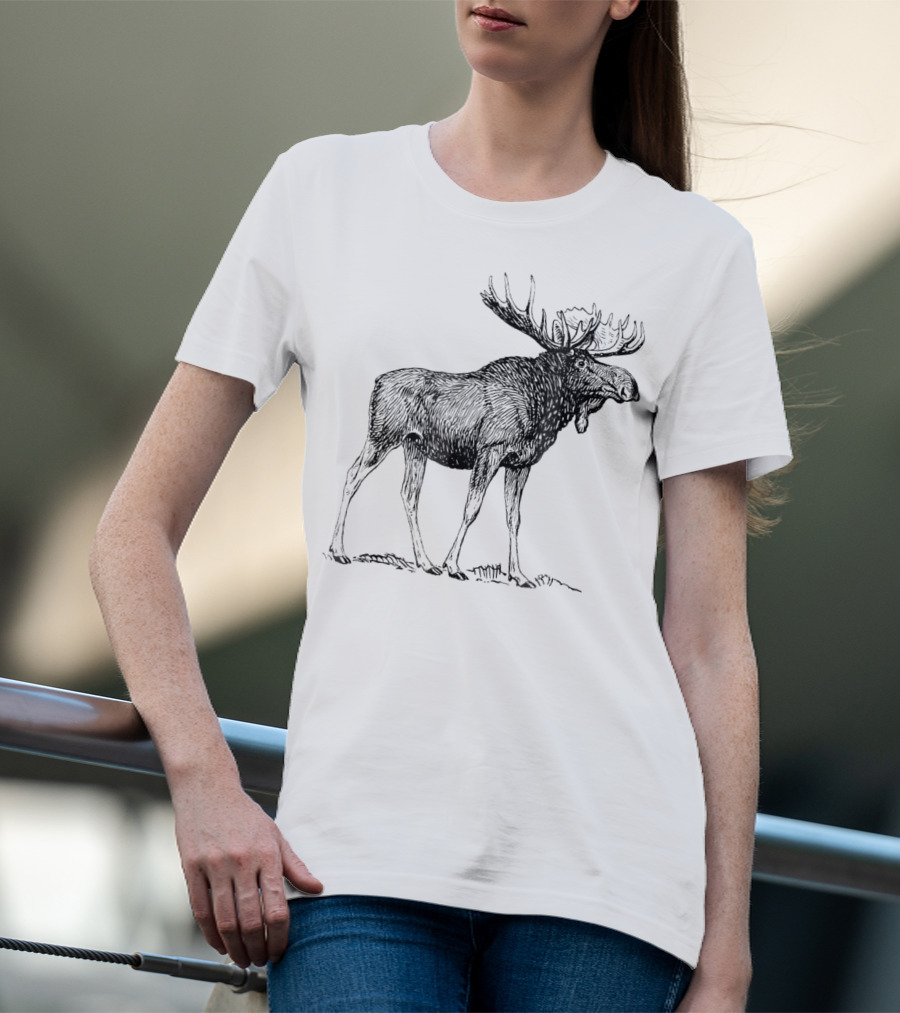 Vintage Moose Illustration Retro Wildlife T-Shirt