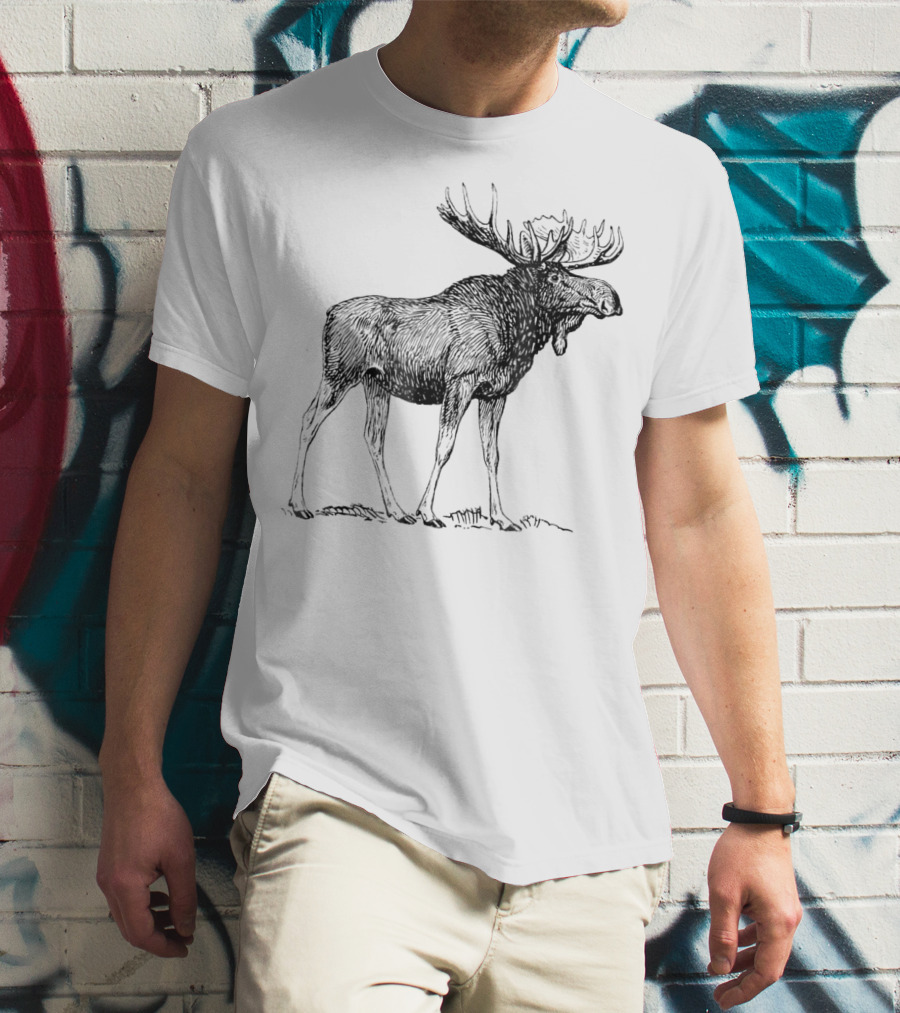 Vintage Moose Illustration Retro Wildlife T-Shirt