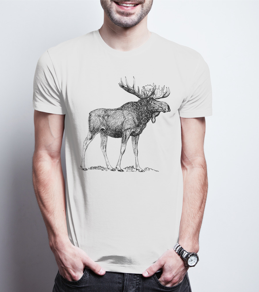 Vintage Moose Illustration Retro Wildlife T-Shirt