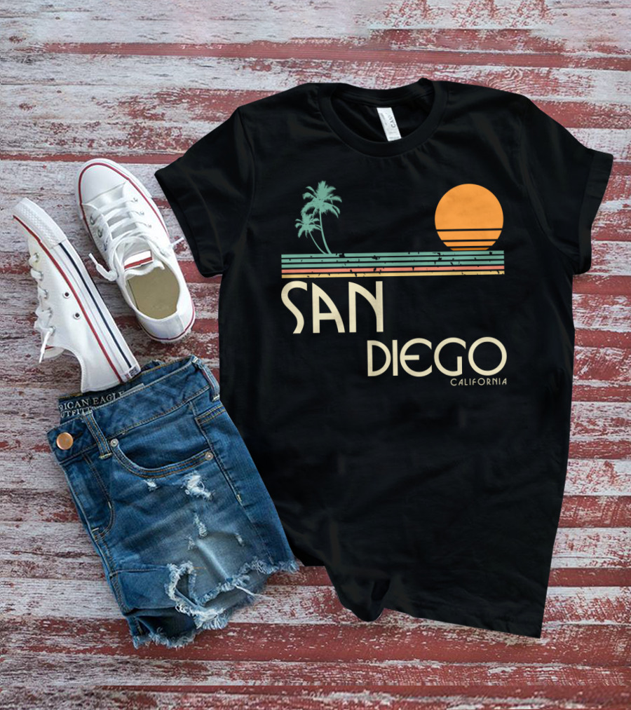 San Diego California Vintage Sunset Palm Trees T-Shirt