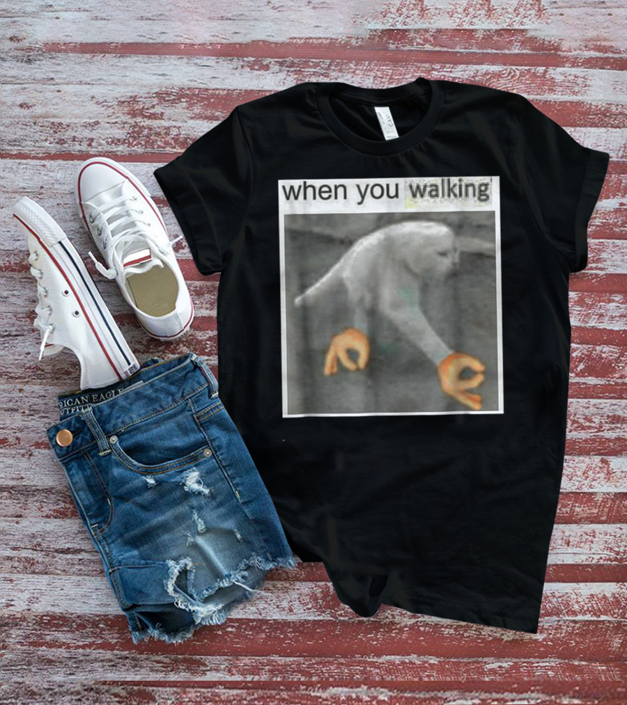 When You Walking Cat Meme With 3D Hands T-Shirt