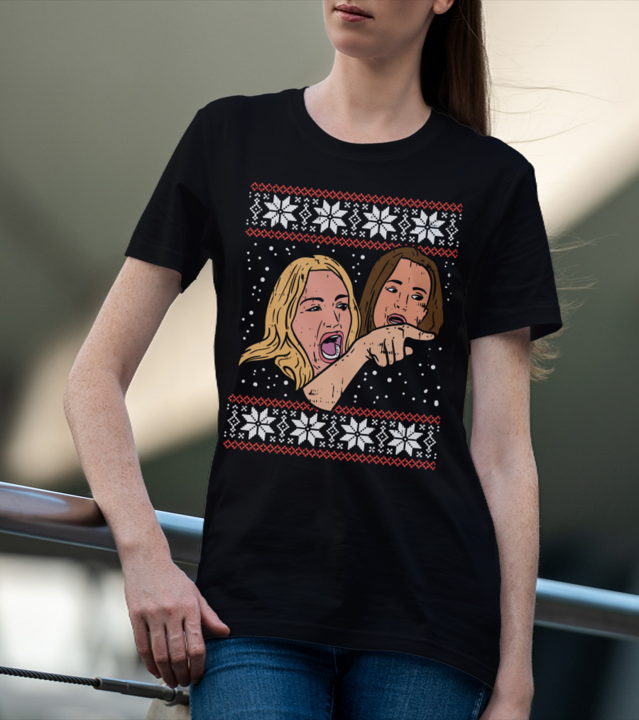 Angry Woman Yelling At Cat Meme Ugly Christmas T-Shirt