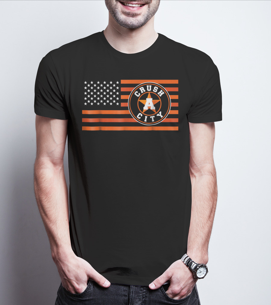 Houston Crush City Baseball Flag H Town Novelty T-Shirt