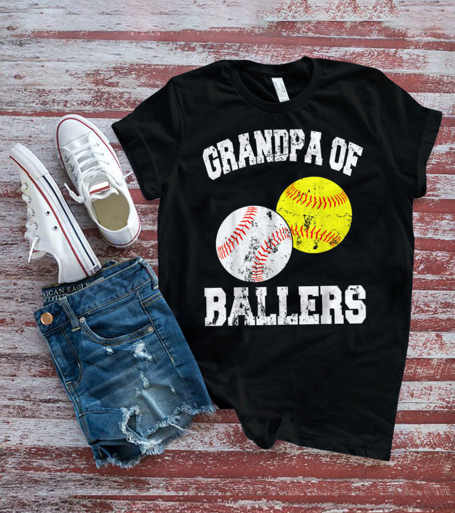 Grandpa Of Ballers Funny Baseball Softball T-Shirt