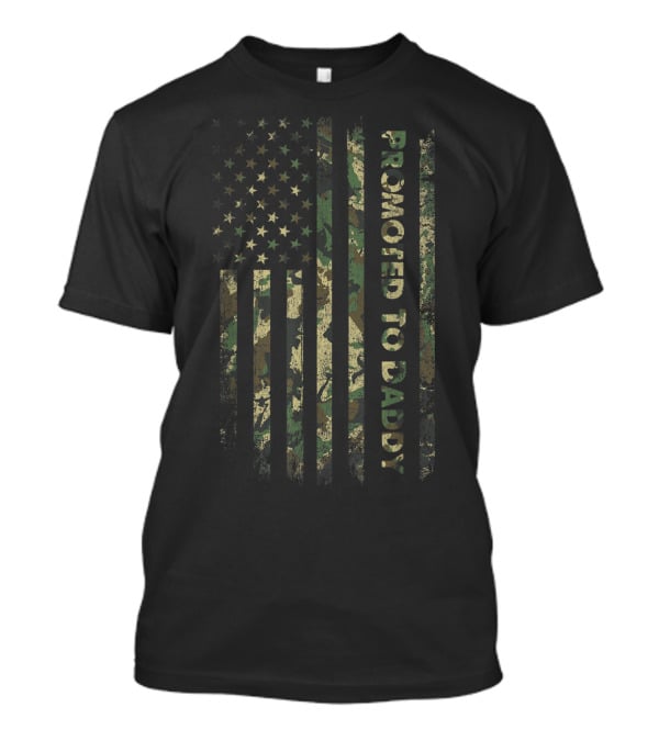 Promoted To Daddy American Flag Camo Fathers Mens T-Shirt
