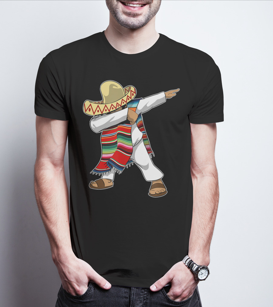 Mexican Poncho Dabbing Sombrero Cinco De Mayo T-Shirt