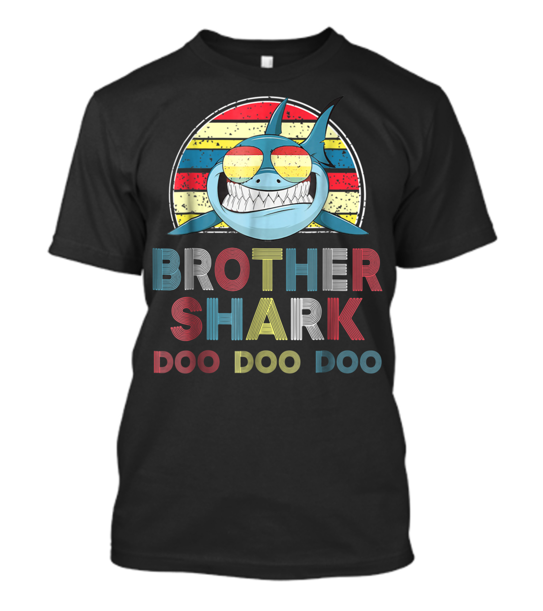 Retro Vintage Brother Shark Doo Doo Doo Sunglasses Stripes T-Shirt