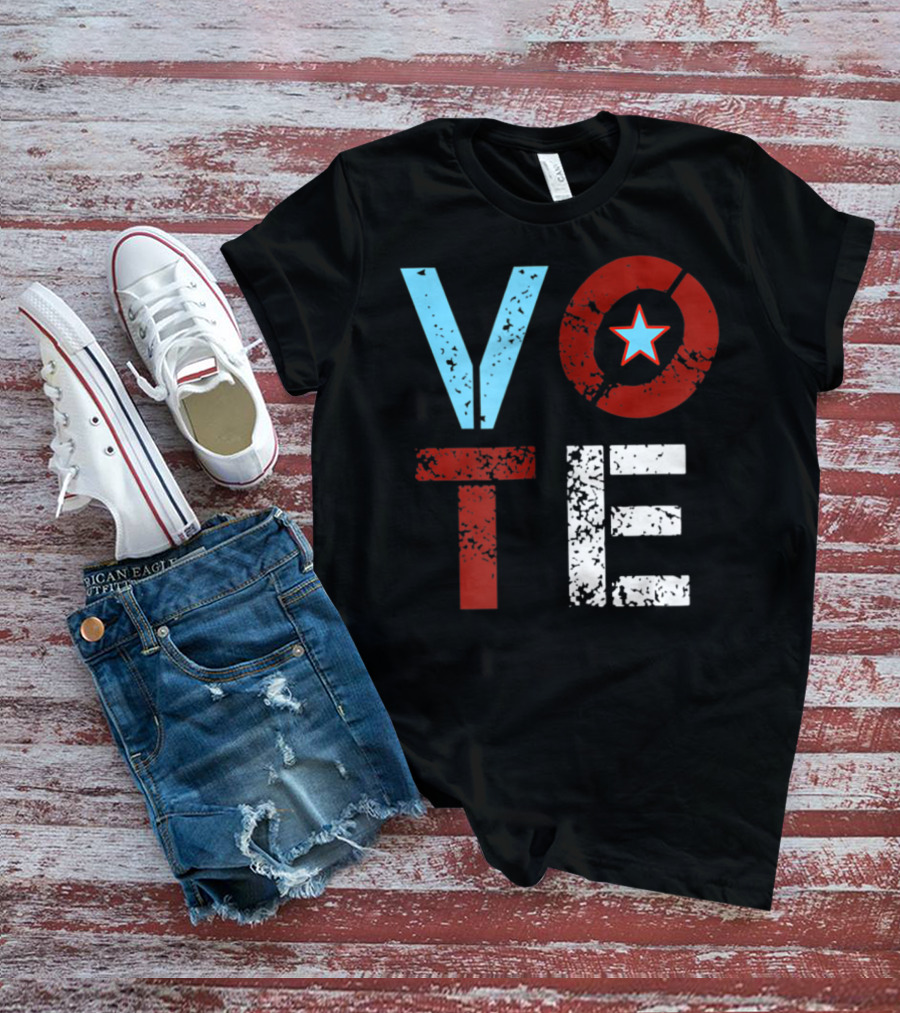 Vote With Retro Star In Circle T-Shirt
