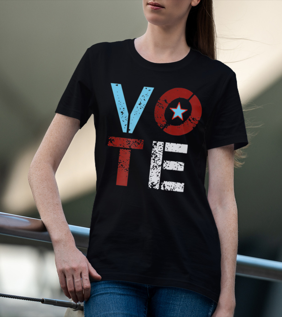 Vote With Retro Star In Circle T-Shirt