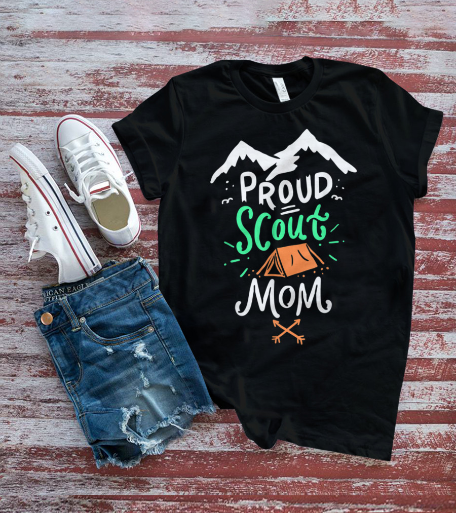 Proud Scout Mom Camping Leader Mountain Adventure T-Shirt