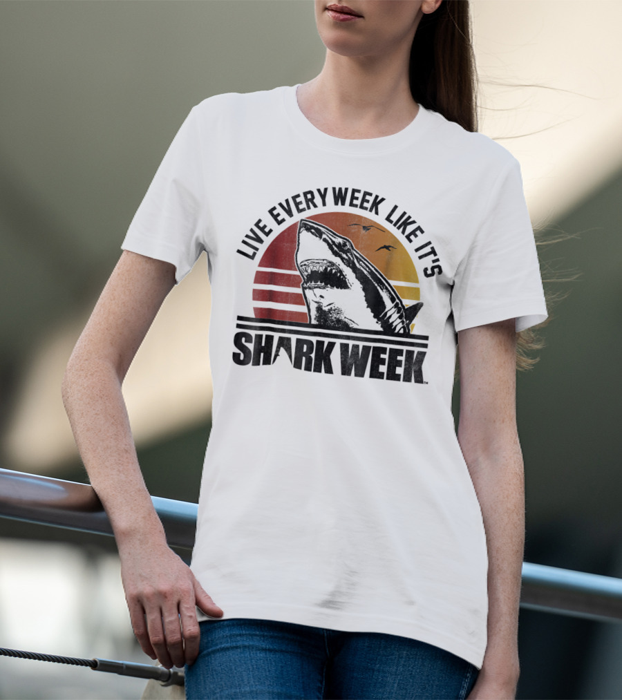Live Every Week Like It's Shark Week Vintage Sunset T-Shirt