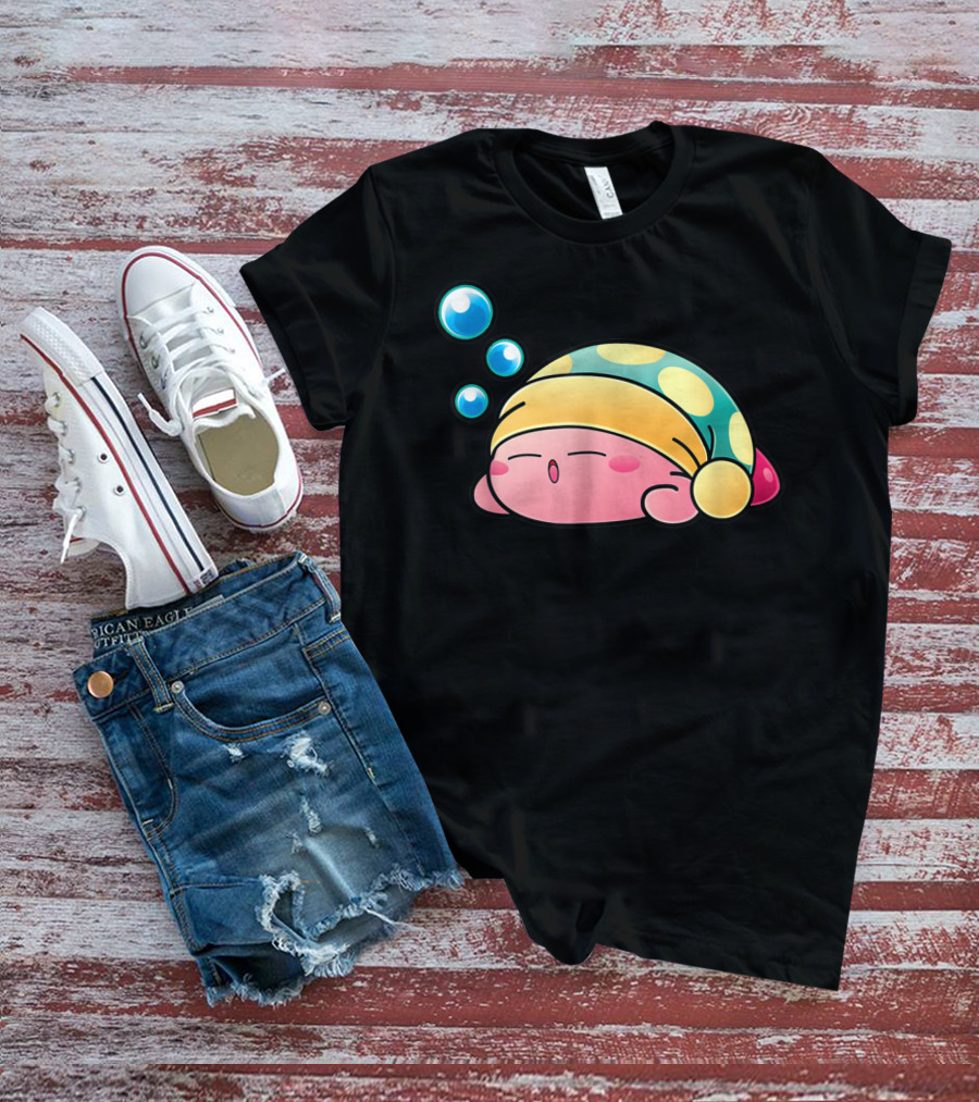 Sleeping Kirby Nightcap Bubbles T-Shirt
