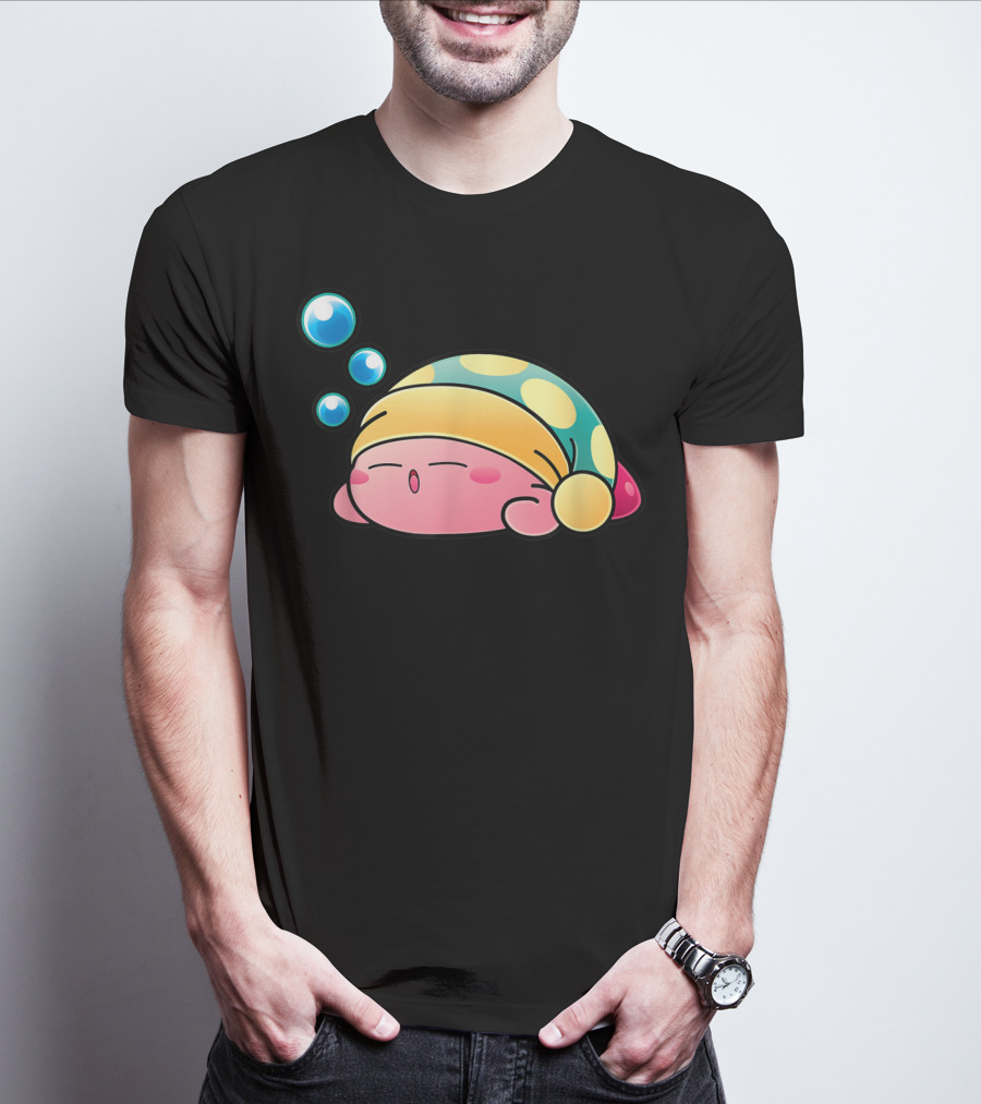 Sleeping Kirby Nightcap Bubbles T-Shirt