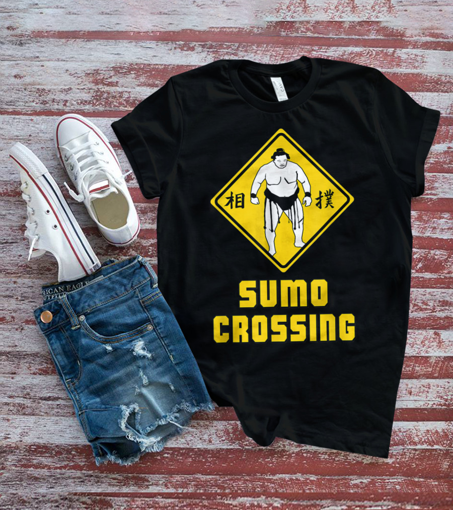 Sumo Crossing Sign Sumo Wrestling Iconic Warning Japan T-Shirt