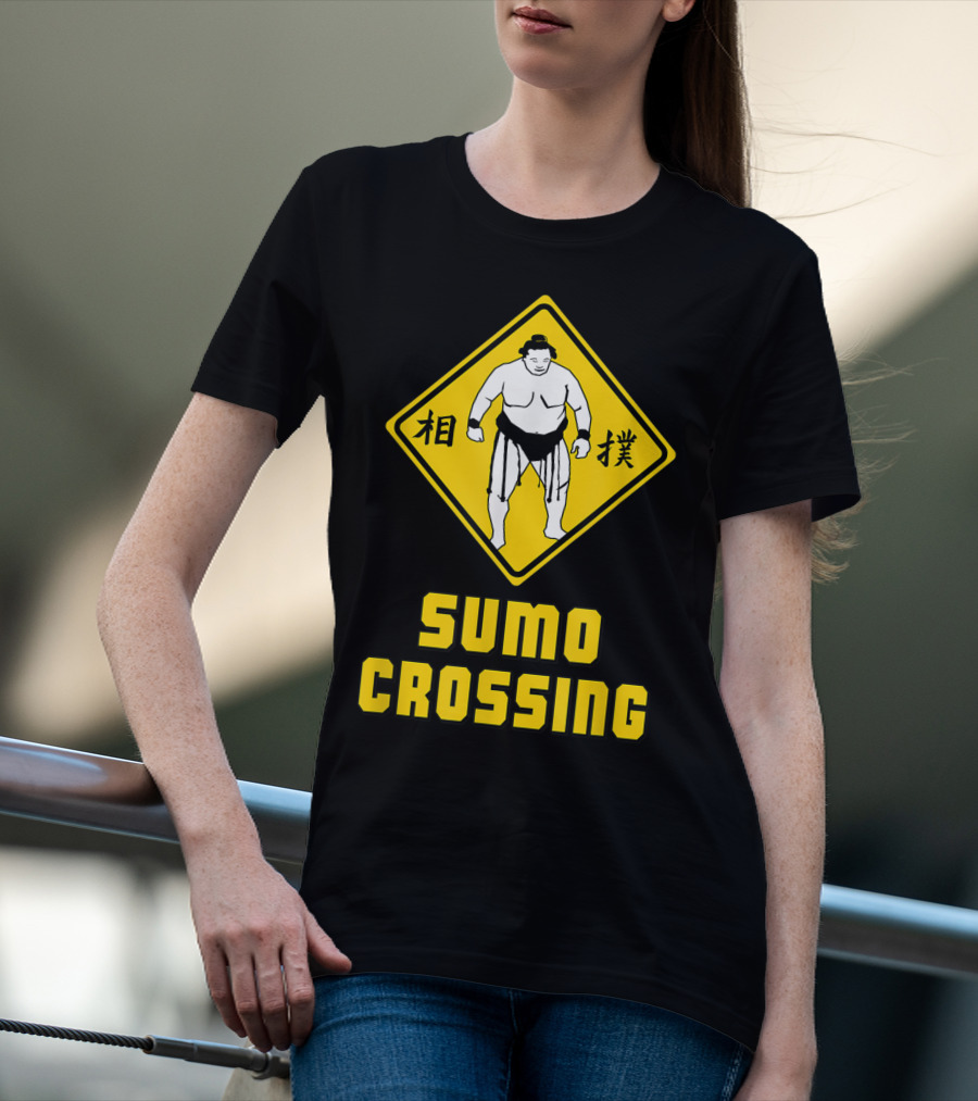 Sumo Crossing Sign Sumo Wrestling Iconic Warning Japan T-Shirt