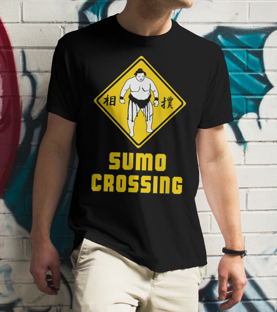 Sumo Crossing Sign Sumo Wrestling Iconic Warning Japan T-Shirt