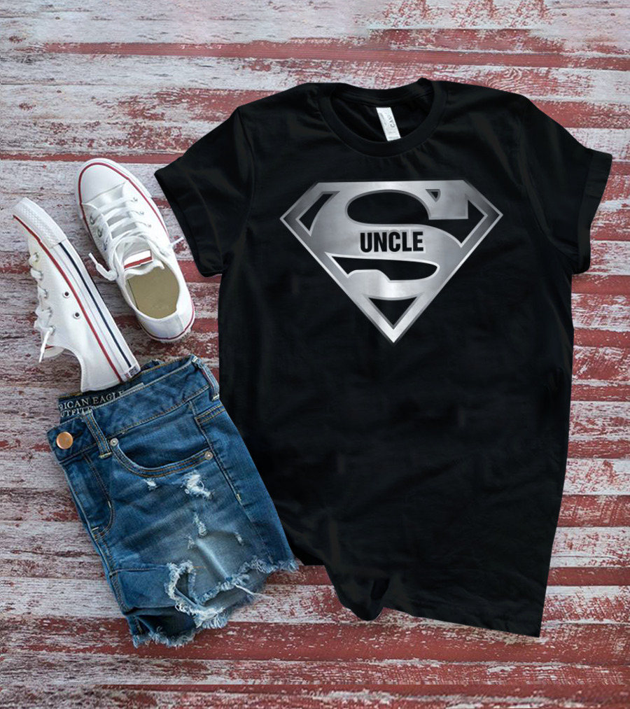 Uncle SuperHero Shield Emblem Silver S T-Shirt