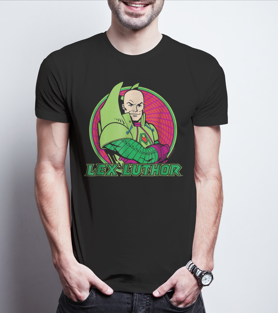 Lex Luthor Iconic Supervillain Style In Bold Green And Pink Armored Suit T-Shirt